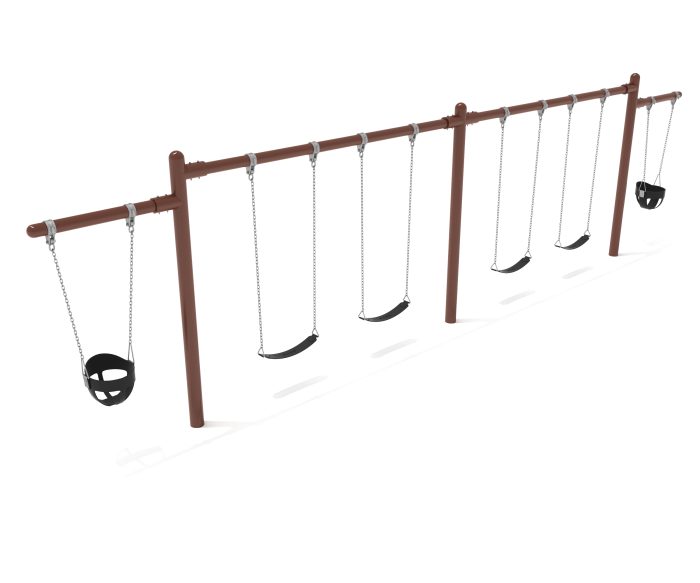 2 Bay- 2 Cantilever Single Post Swing - Frame with Hangers, 2 Bay Belt Seat Package, 1 Bay Bucket Package - Image 5