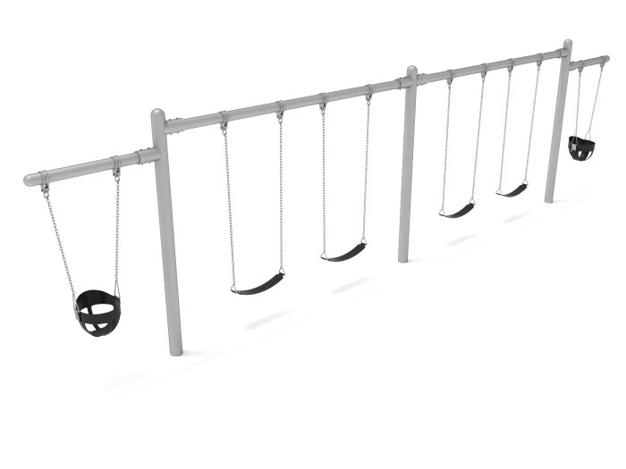 2 Bay- 2 Cantilever Single Post Swing - Frame with Hangers, 2 Bay Belt Seat Package, 1 Bay Bucket Package - Image 7
