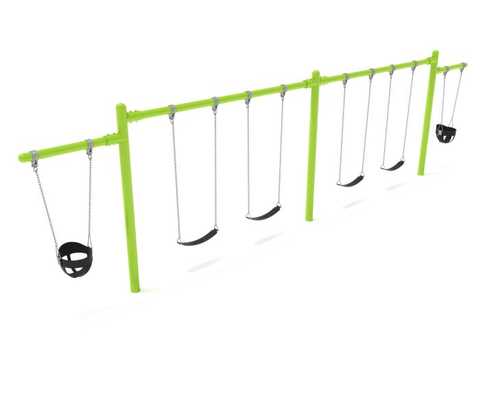 2 Bay- 2 Cantilever Single Post Swing - Frame with Hangers, 2 Bay Belt Seat Package, 1 Bay Bucket Package - Image 8