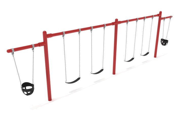 2 Bay- 2 Cantilever Single Post Swing - Frame with Hangers, 2 Bay Belt Seat Package, 1 Bay Bucket Package - Image 9