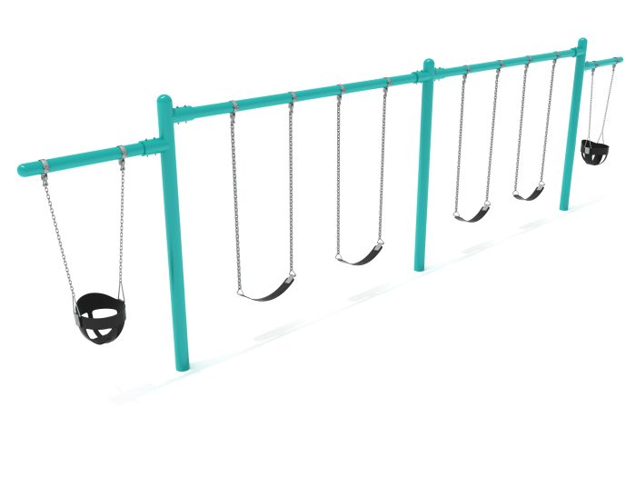 2 Bay- 2 Cantilever Single Post Swing - Frame with Hangers, 2 Bay Belt Seat Package, 1 Bay Bucket Package - Image 10