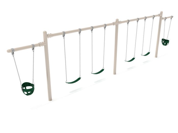 2 Bay- 2 Cantilever Single Post Swing - Frame with Hangers, 2 Bay Belt Seat Package, 1 Bay Bucket Package - Image 11