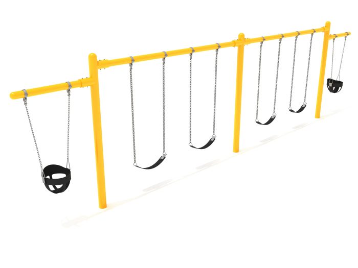 2 Bay- 2 Cantilever Single Post Swing - Frame with Hangers, 2 Bay Belt Seat Package, 1 Bay Bucket Package - Image 13