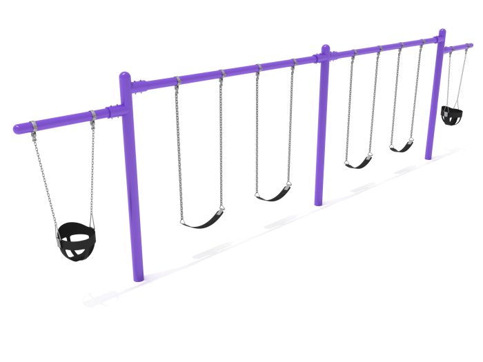 2 Bay- 2 Cantilever Single Post Swing - Frame with Hangers, 2 Bay Belt Seat Package, 1 Bay Bucket Package - Image 14