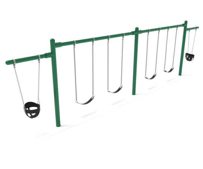 2 Bay- 2 Cantilever Single Post Swing - Frame with Hangers, 2 Bay Belt Seat Package, 1 Bay Bucket Package - Image 2