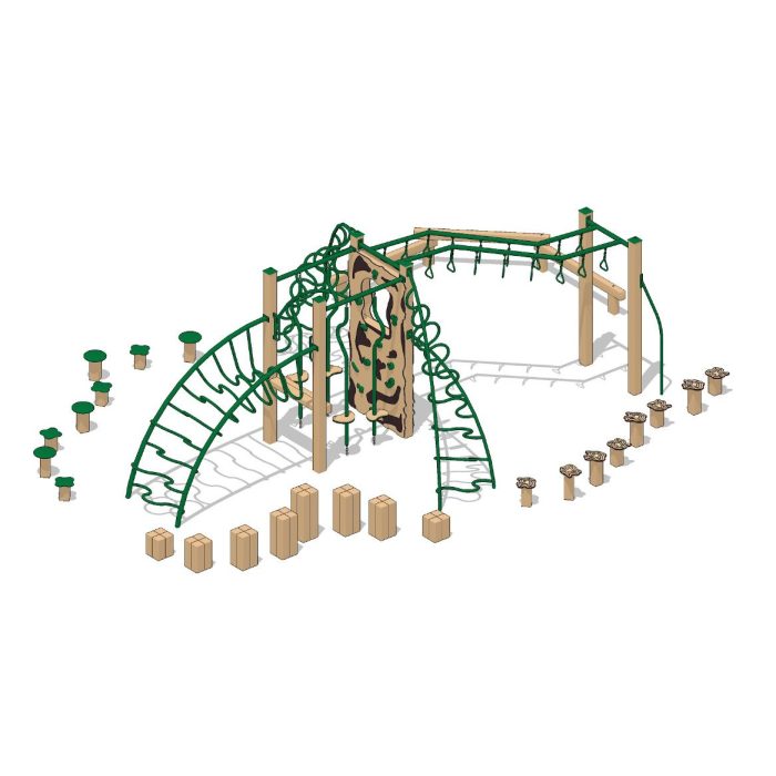 Pikes Peak Recycled Playground Fitness Climber with Steppers and Balance Beam - Image 2