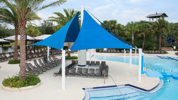 10' x 10' Quad Sail with 8' Eave Height; In Ground Mounted with Glide Elbow