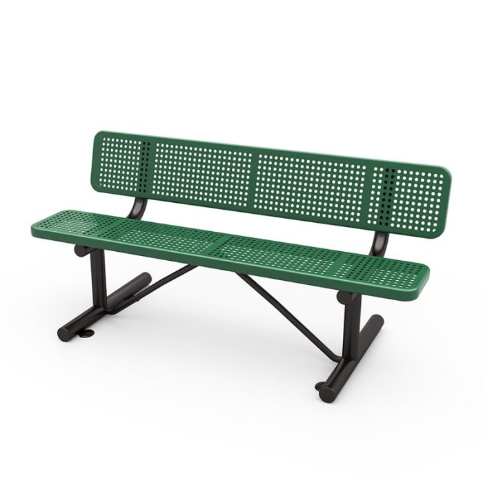 6′ Bench W/Back Perforated Pattern