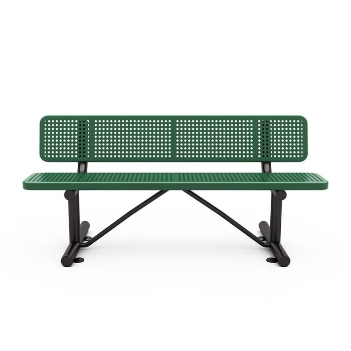 6′ Bench W/Back Perforated Pattern - Image 3