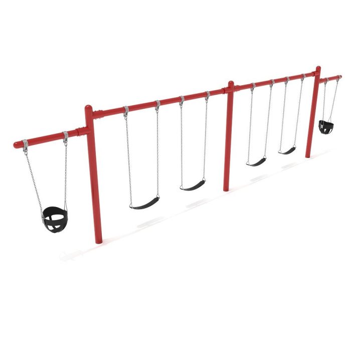 Single Post 2 Bay 2 Cantilever Swing - Brick Red - Surplus