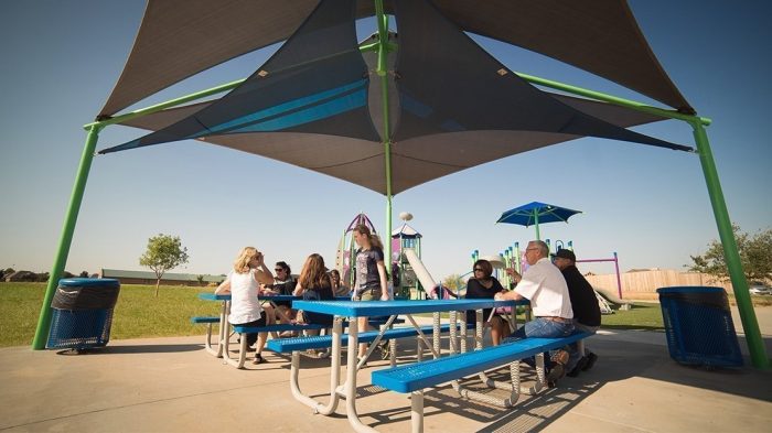 20' x 20' Sand Dollar Sail with 8' Eave Height; In-ground Mounted with Glide Elbow