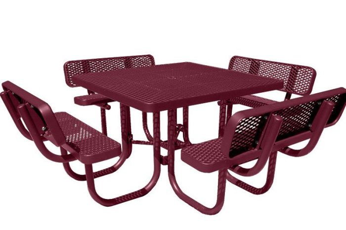 Champion Picnic Table With Backrests Free Standing Expanded Metal